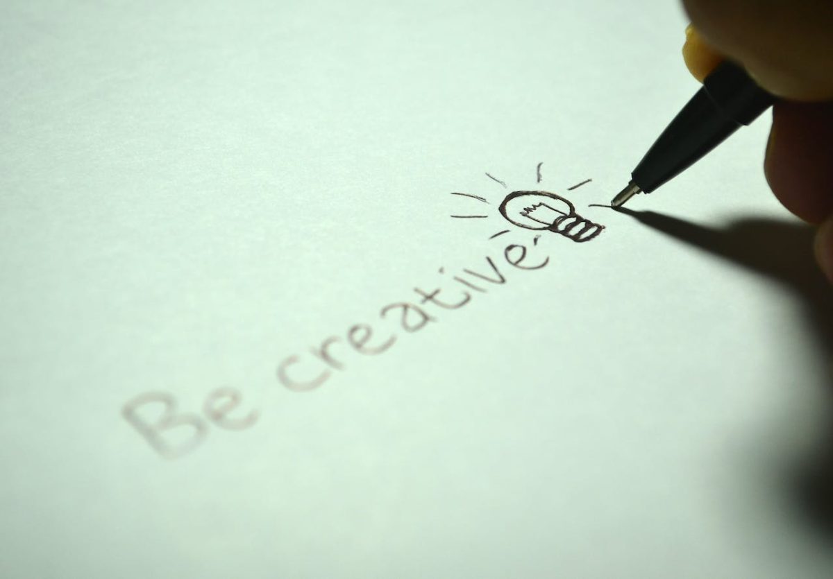 A hand-written note saying "Be Creative"